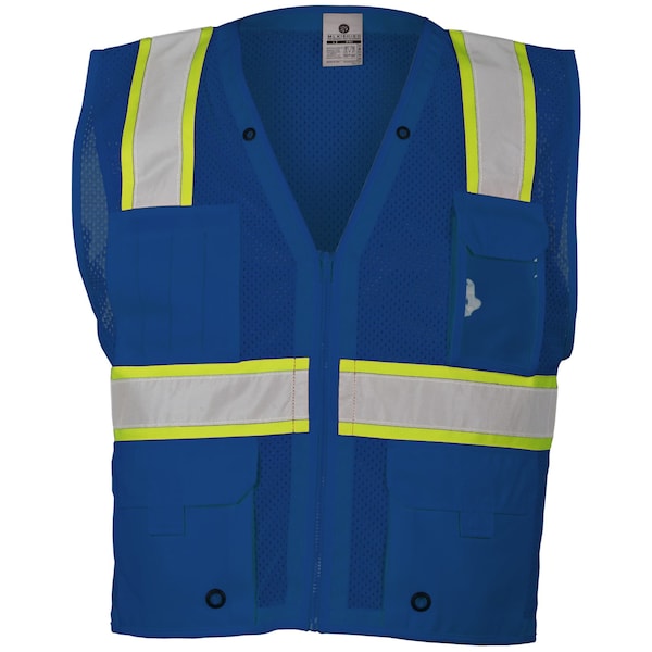 L-XL Royal Blue Enhanced Visibility Multi Pocket Vest