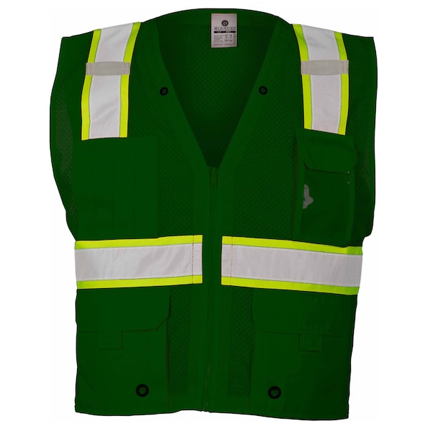L-XL Green Enhanced Visibility Multi Pocket Vest