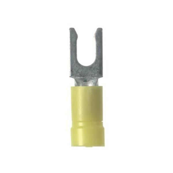 12-10 AWG Vinyl Locking Fork Terminal #8 Stud PK50, Seam: Butted