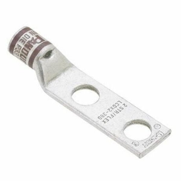 Lug, Cu, F, 2 Hole, #2 Awg, 1/4, .75