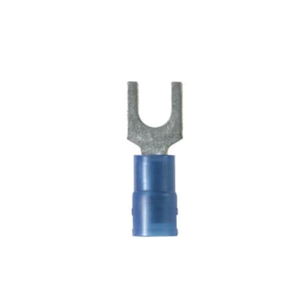 16-14 AWG Nylon Fork Terminal #10 Stud PK100, Insulation Color: Blue