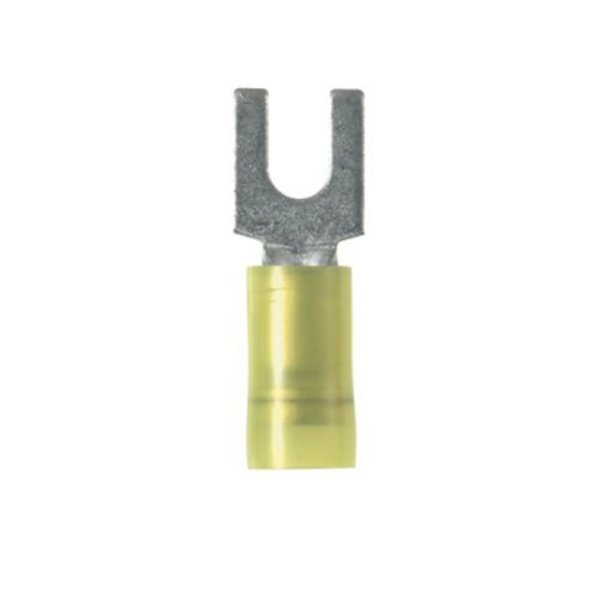 12-10 AWG Nylon Fork Terminal #6 Stud PK50, Insulation Color: Yellow