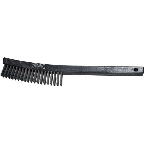 Curved Handle Scratch Brush - 4x19 Rows, CS Wire, Plastic Block