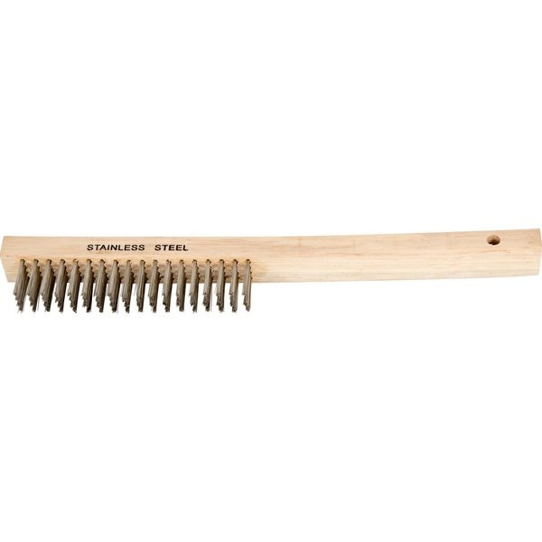 Curved Handle Scratch Brush - Economy - 4x19 Rows, Stainless Wire