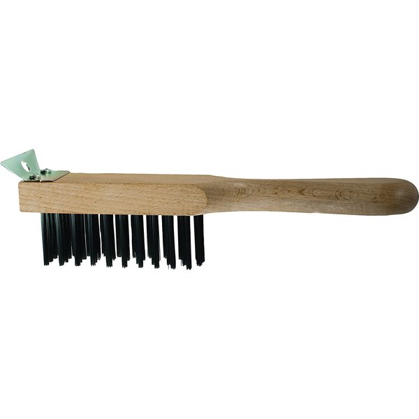 Heavy Duty Scratch Brush w/Scraper - 4 x 11 Rows, CS Wire