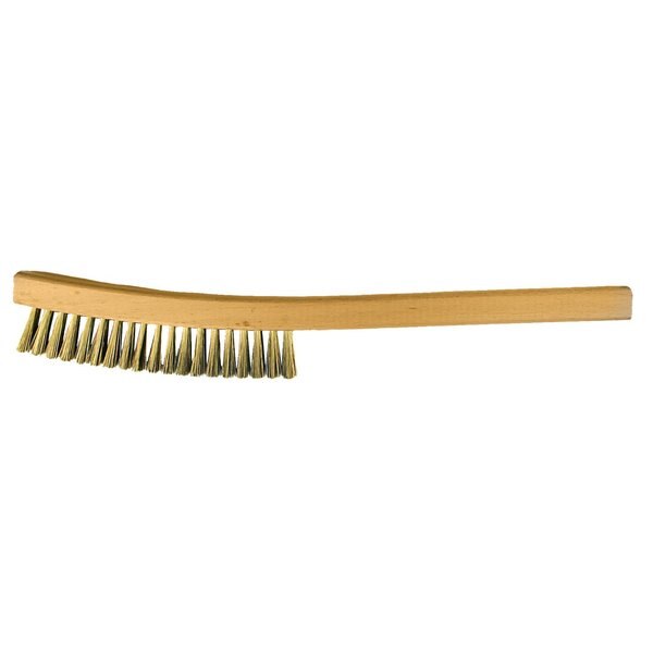 Curved Handle Platers Brush - 4 Rows, .005 Brass Wire