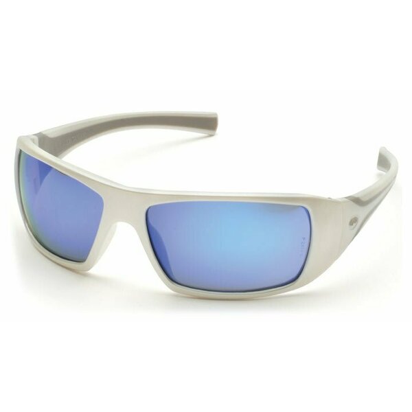 Safety Glasses, Traditional Ice Blue Mirror Polycarbonate Lens, Scratch-Resistant