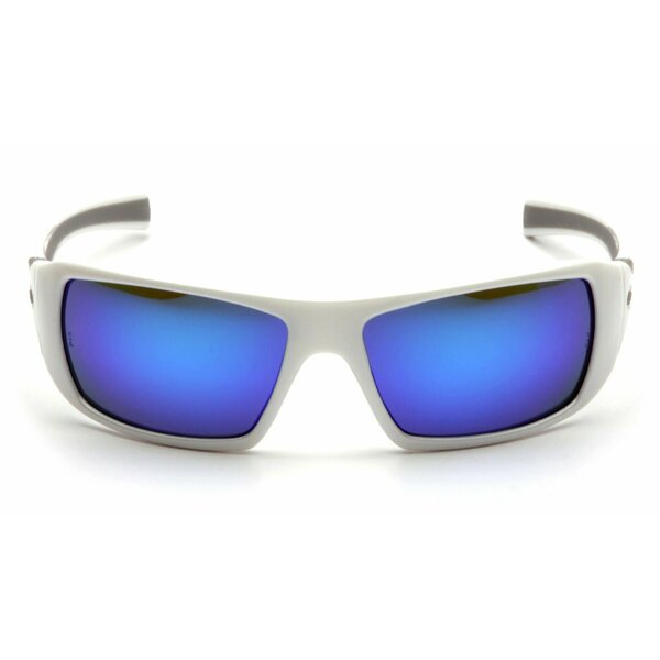 Safety Glasses, Traditional Ice Blue Mirror Polycarbonate Lens, Scratch-Resistant