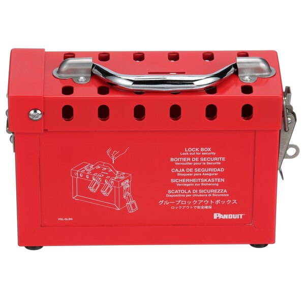 Group Lockout Box, Steel, Red