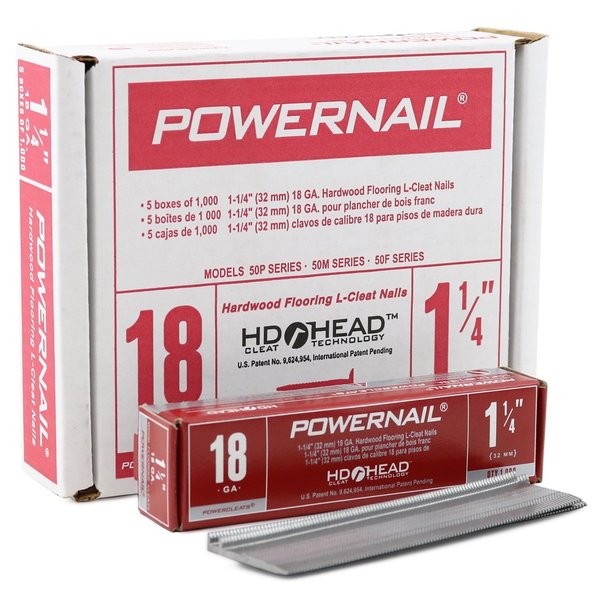 Collated Flooring Nail, 1-1/4 in L, 18 ga, L-Head Head, 5000 PK