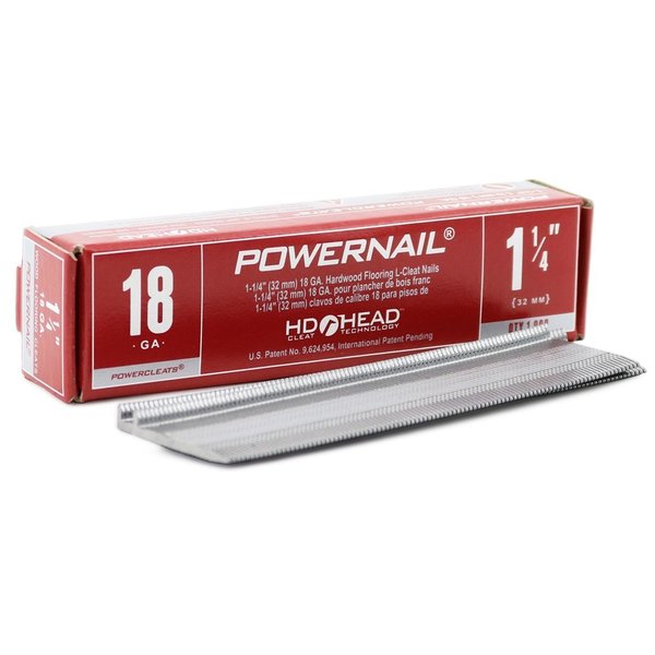 Collated Flooring Nail, 1-1/4 in L, 18 ga, L-Head Head, 1000 PK