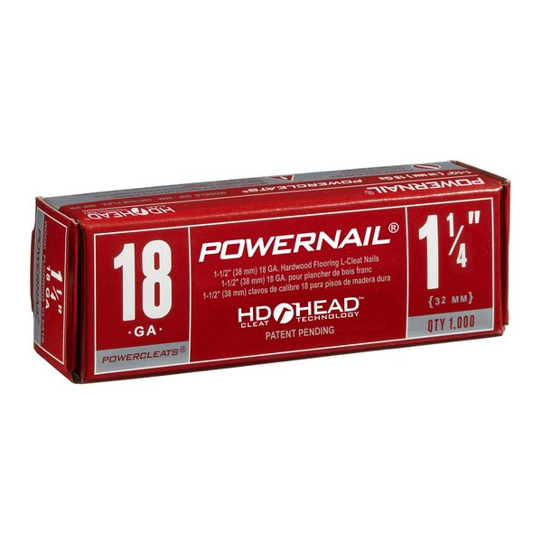 Collated Flooring Nail, 1-1/4 in L, 18 ga, L-Head Head, 1000 PK