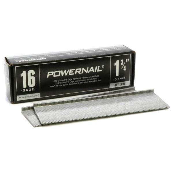 Collated Flooring Nail, 1-3/4 in L, 16 ga, L-Head Head, 1000 PK
