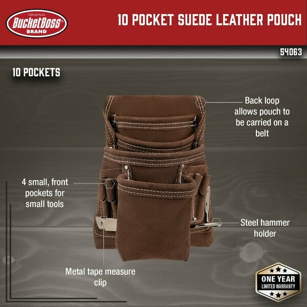 Suede Leather Pouch, 10 Pocket