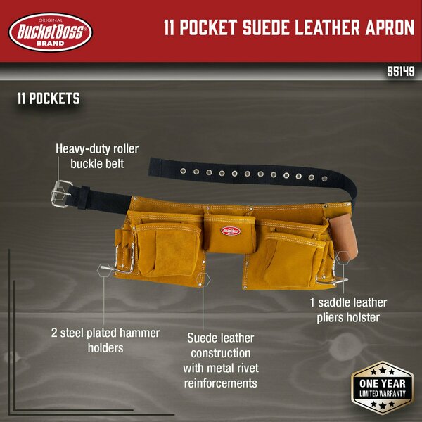 Suede Leather Apron, 11 Pocket