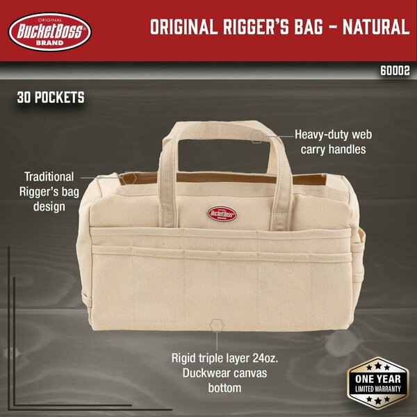 Original Riggers Bag, Natural, 30 Pocket, Duckwear Canvas Bottom