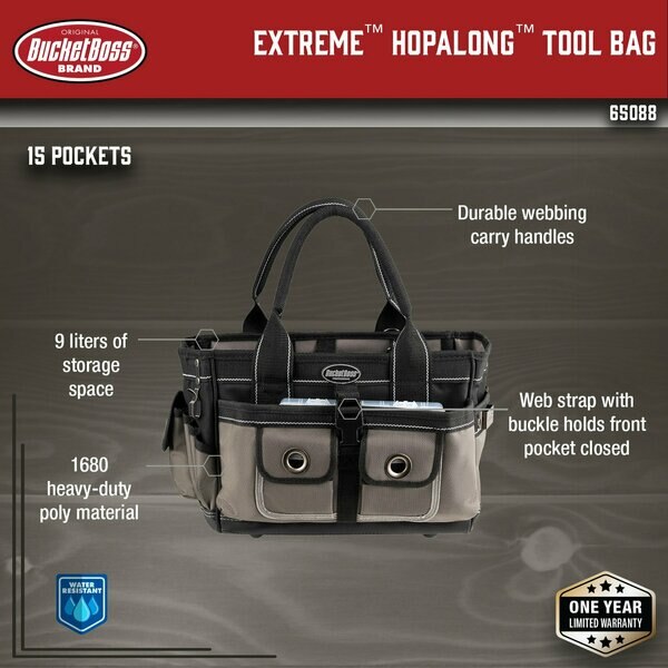Tool Tote, Extreme Hopalong, 1680 Heavy-Duty Poly Fabric, 9