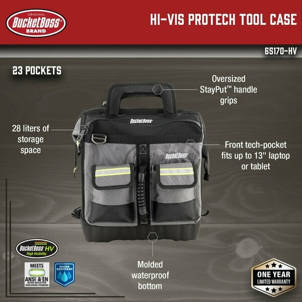 HV ProTech Tool Case, Hvy Dty Poly Fabric, 1680 Heavy-Duty Poly Fabric
