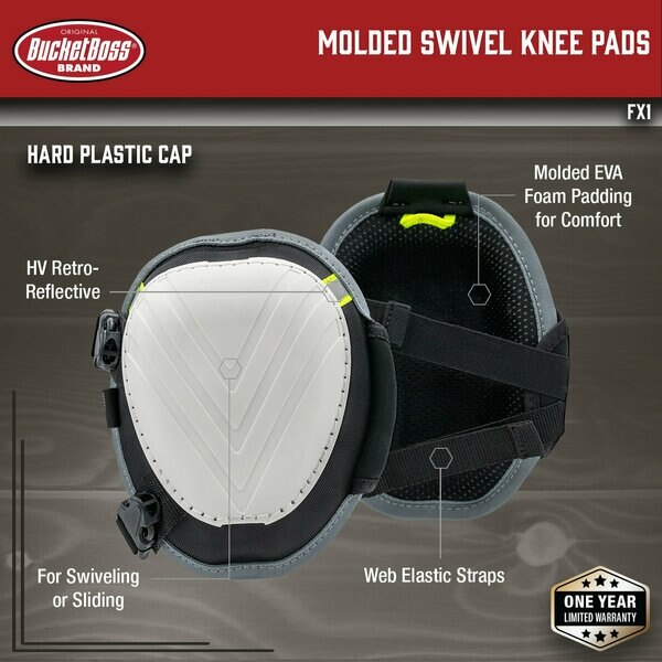 FX1 Molded Swivel Kneepad, Foam Padded