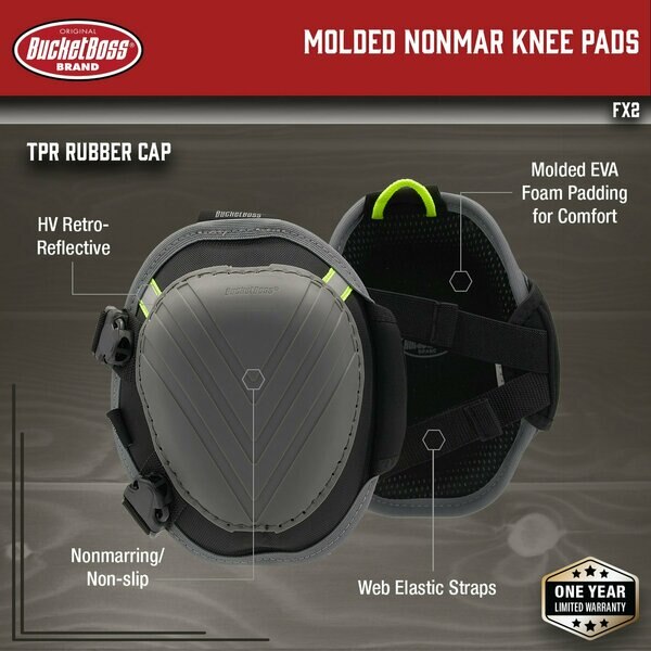 FX2 Molded Nonmar Kneepad, Foam Padded