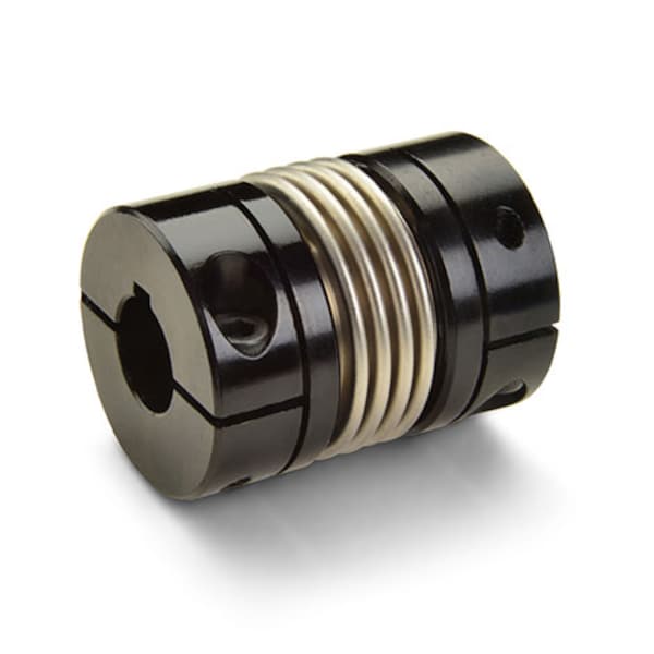 Keyed Clamp Bellows Cplg, Bores 25x14mm, OD 50.8mm, L 58.7mm, Alum