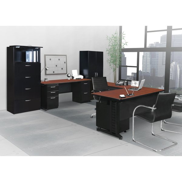 Pedestal Desk, 24 D, 72 W, 29 H, Cherry, Wood|Metal