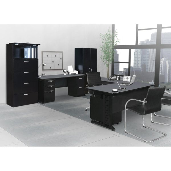 L Shaped Desk, 72 D, 72 W, 29 H, Grey, Wood|Metal
