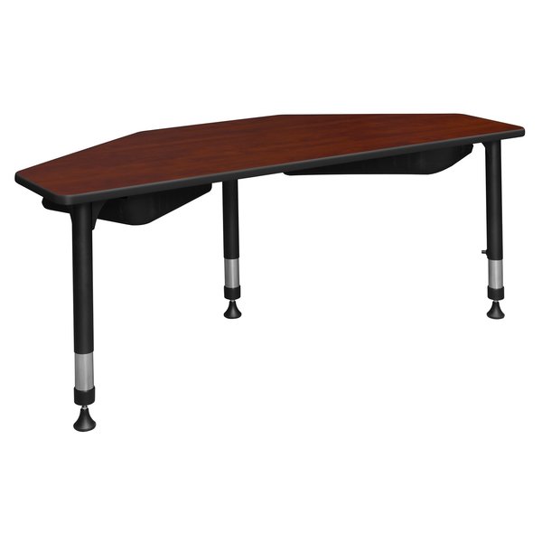 Classroom Desk, 24 D, 60 W, 23-34 H, Cherry, Wood|Metal