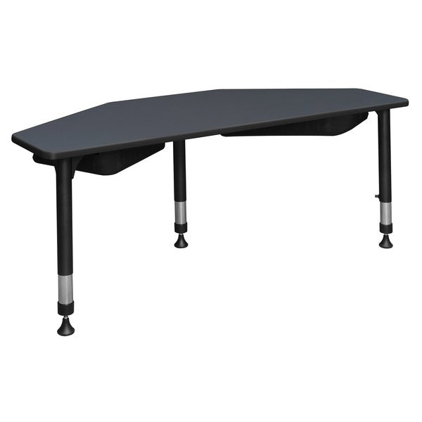 Classroom Desk, 24 D, 60 W, 23-34 H, Grey, Wood|Metal