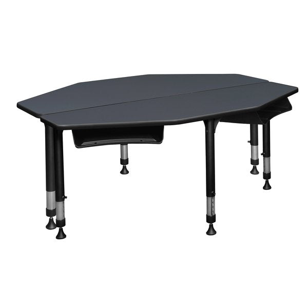 Classroom Desk, 24 D, 60 W, 23-34 H, Grey, Wood|Metal