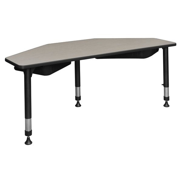 Classroom Desk, 24 D, 60 W, 23-34 H, Maple, Wood|Metal