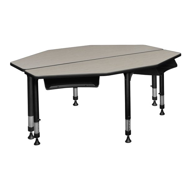 Classroom Desk, 24 D, 60 W, 23-34 H, Maple, Wood|Metal