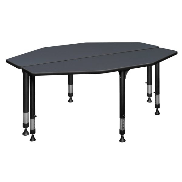 Classroom Desk, 24 D, 60 W, 23-34 H, Grey, Wood|Metal
