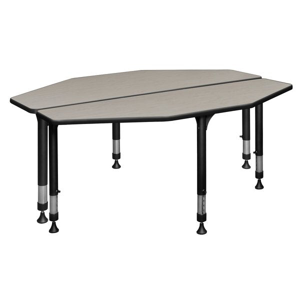 Classroom Desk, 24 D, 60 W, 23-34 H, Maple, Wood|Metal
