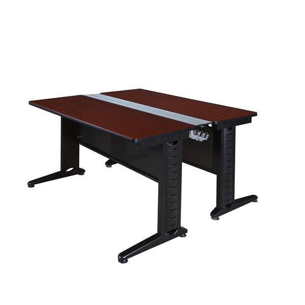 Benching Station, 58 D, 48 W, 29 H, Mahogany, Wood|Metal