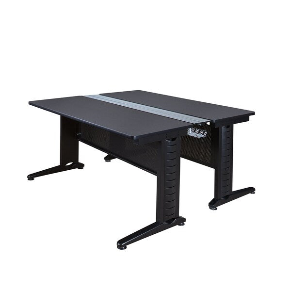 Benching Station, 58 D, 72 W, 29 H, Grey, Wood|Metal