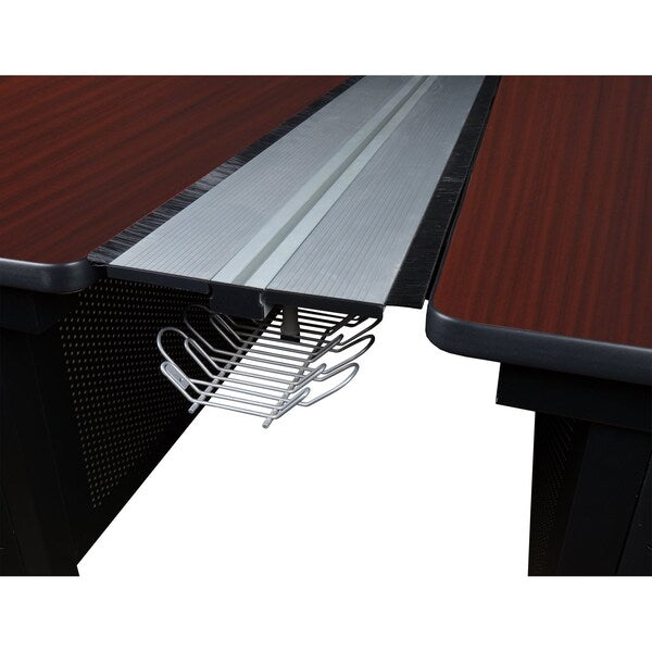 Benching Station, 58 D, 48 W, 29 H, Mahogany, Wood|Metal