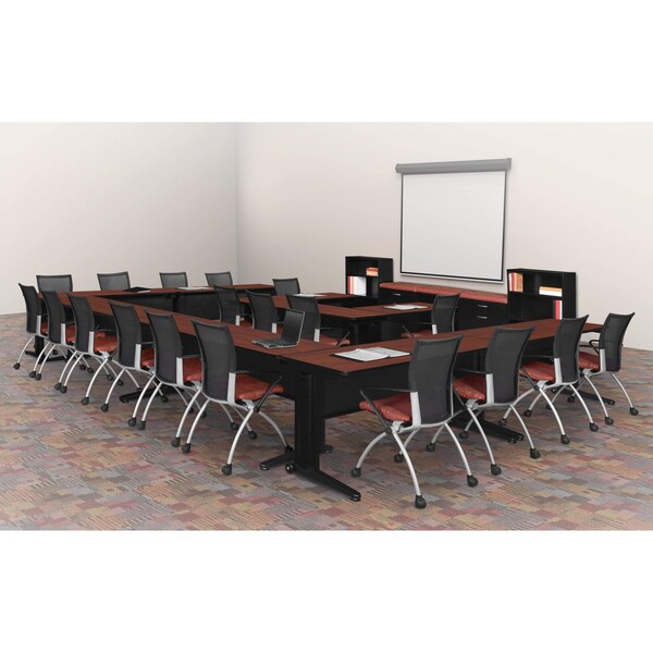 Rectangle Tables > Training Tables > Fusion Training Tables, 42 X 24 X 29, Wood|Metal Top, Cherry