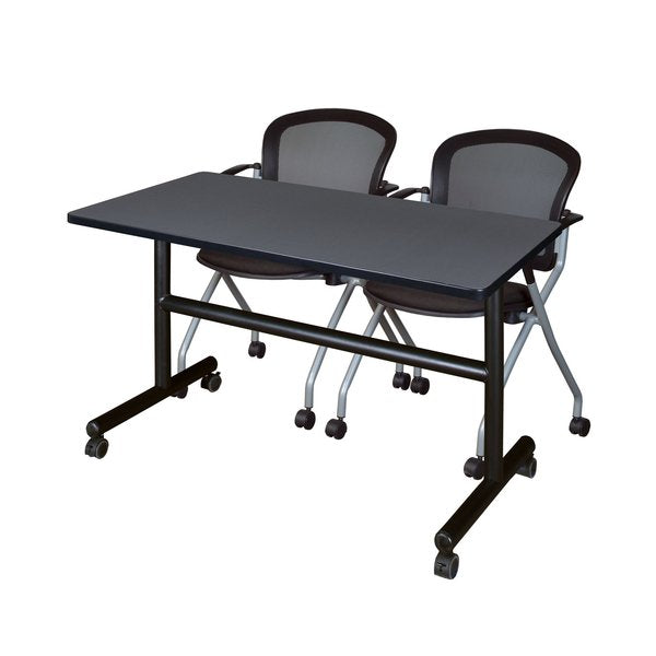Rectangle Tables > Nesting Tables > Kobe Flip Top Table & Chair Sets, 42 W, 24 L, 29 H, Grey
