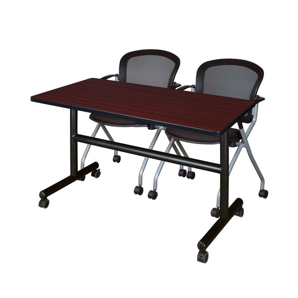 Rectangle Tables > Nesting Tables > Kobe Flip Top Table & Chair Sets, 42 W, 24 L, 29 H, Mahogany