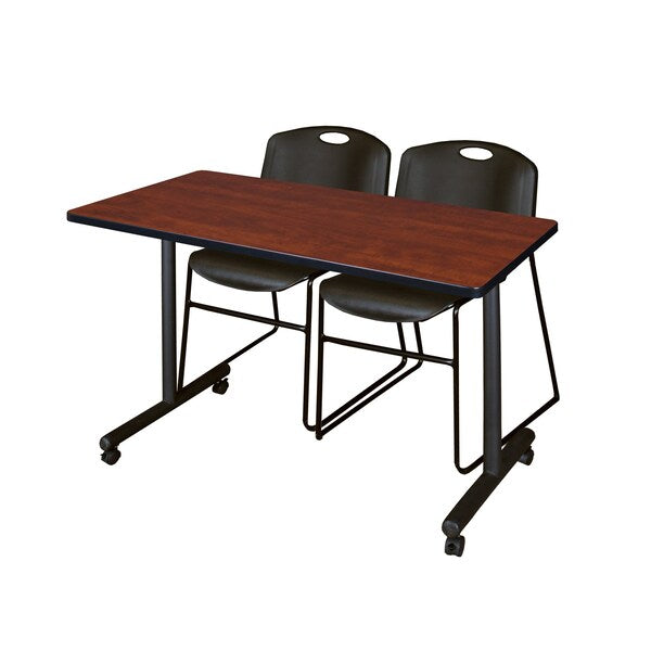 Rectangle Tables > Training Tables > Kobe Mobile Table & Chair Sets, 48 X 24 X 29, Cherry