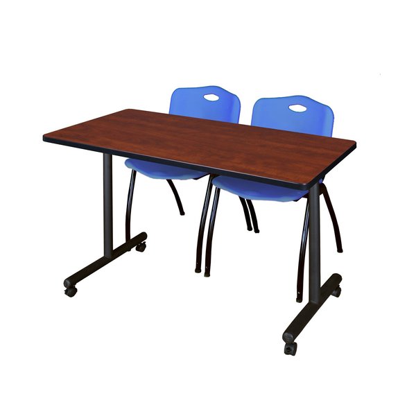 Rectangle Tables > Training Tables > Kobe Mobile Table & Chair Sets, 48 X 24 X 29, Cherry