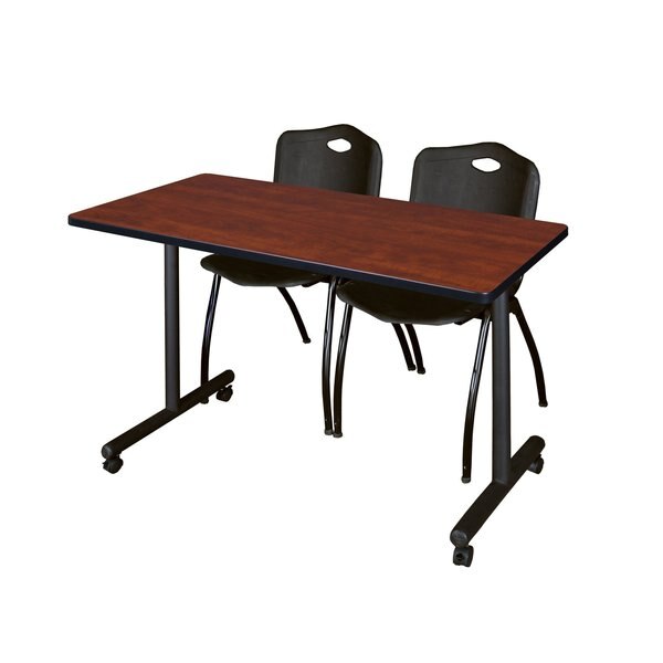 Rectangle Tables > Training Tables > Kobe Mobile Table & Chair Sets, 48 X 24 X 29, Cherry
