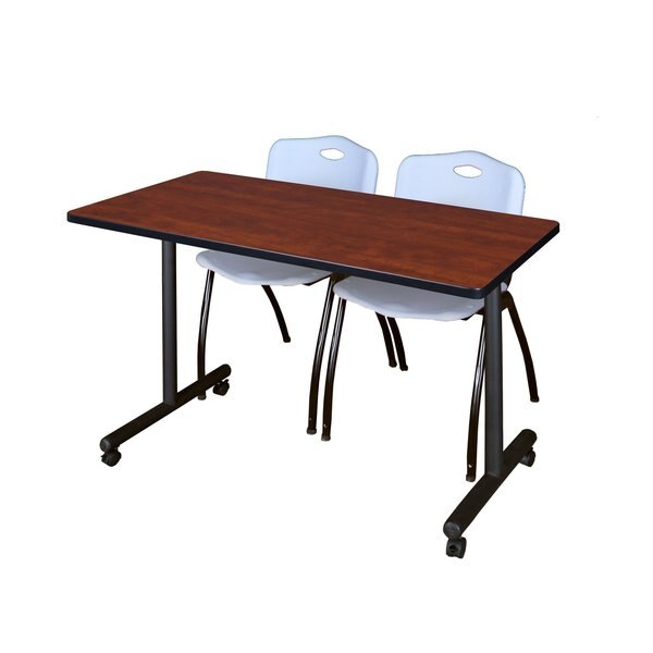 Rectangle Tables > Training Tables > Kobe Mobile Table & Chair Sets, 48 X 24 X 29, Cherry