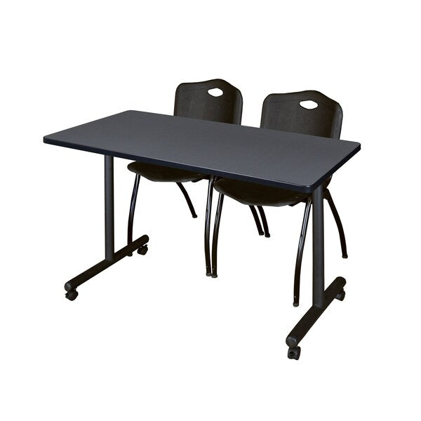 Rectangle Tables > Training Tables > Kobe Mobile Table & Chair Sets, 48 X 24 X 29, Grey