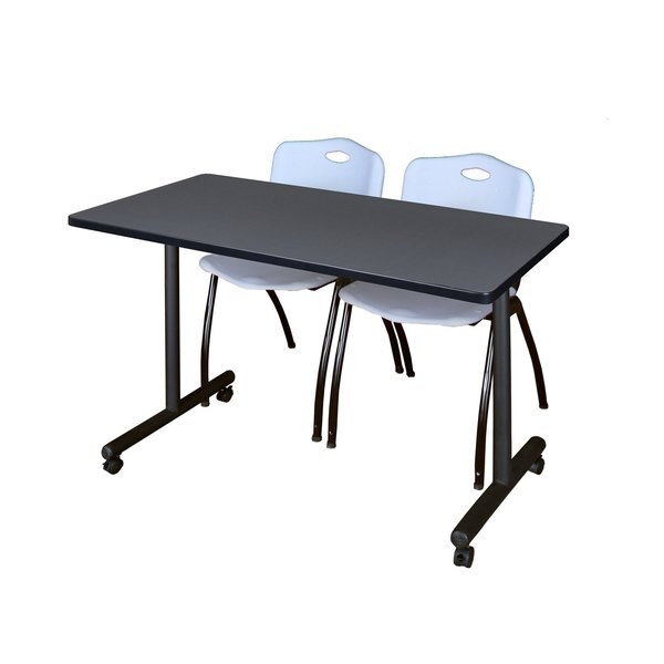 Rectangle Tables > Training Tables > Kobe Mobile Table & Chair Sets, 48 X 24 X 29, Grey
