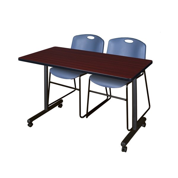 Rectangle Tables > Training Tables > Kobe Mobile Table & Chair Sets, 48 X 24 X 29, Mahogany