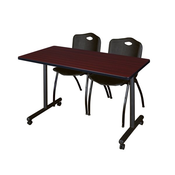 Rectangle Tables > Training Tables > Kobe Mobile Table & Chair Sets, 48 X 24 X 29, Mahogany
