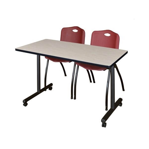 Rectangle Tables > Training Tables > Kobe Mobile Table & Chair Sets, 48 X 24 X 29, Maple