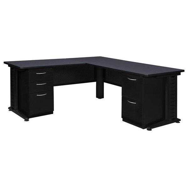 L Shaped Desk, 72 D, 66 W, 29 H, Grey, Wood|Metal